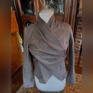 Taupe Leather Waterfall Jacket
